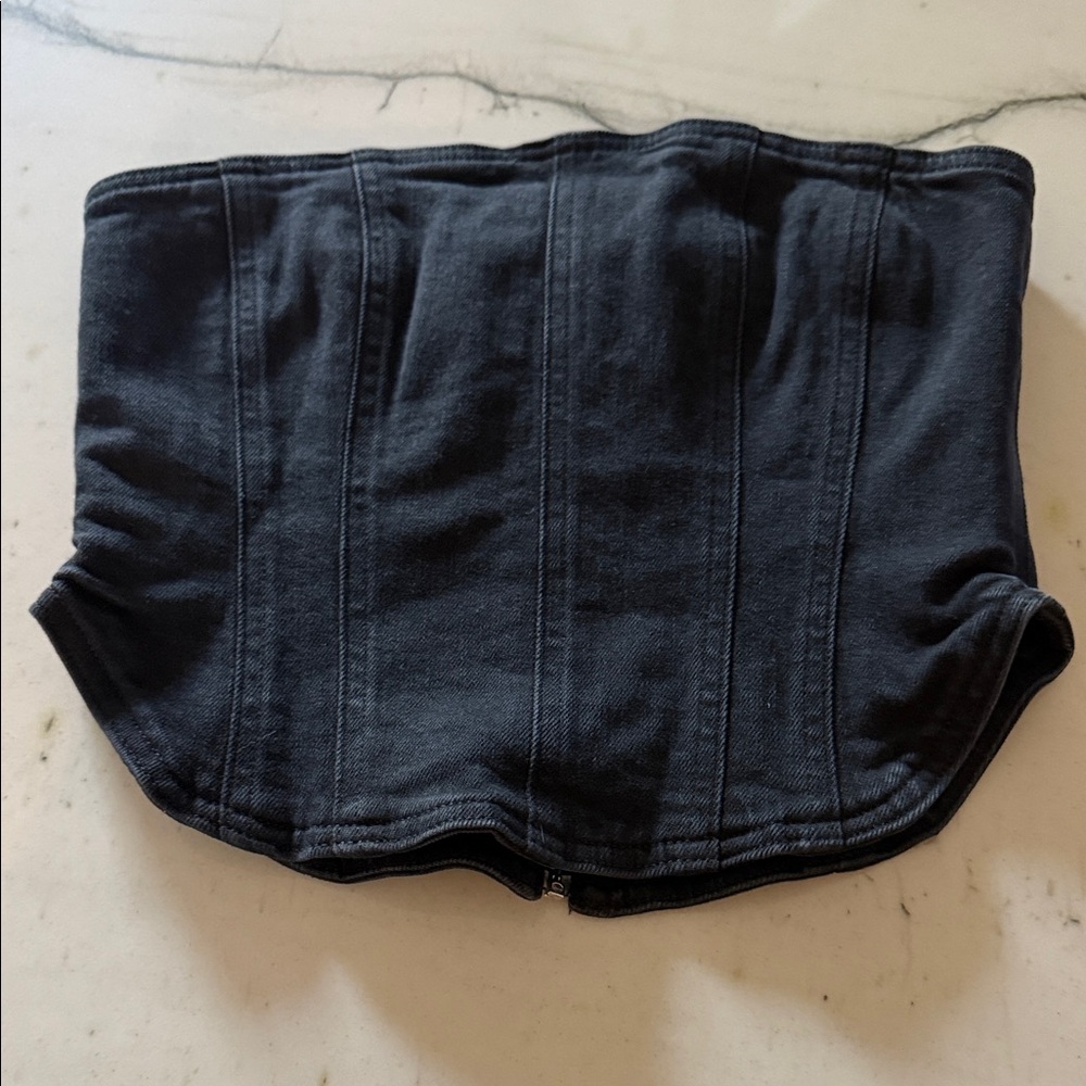 Free People Black Strapless Corset Crop Top